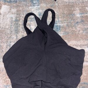 crossover black sports bra tank